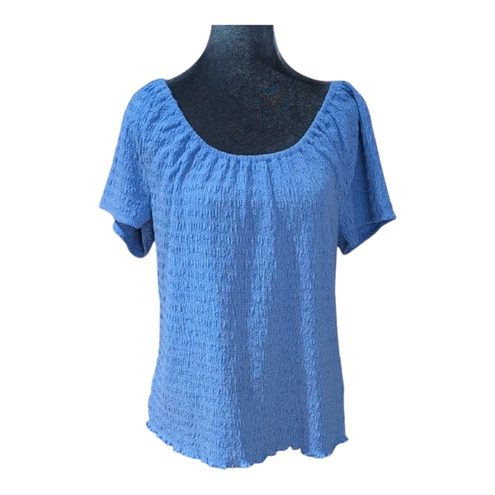 Lane Bryant Periwinkle Short Sleeve Stretchy Peasant Top Size 14-16